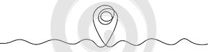 Continuous editable line drawing of map pin icon. GPS icon in one line style.