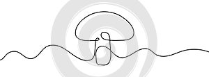 Continuous editable line drawing of mushroom. Mushroom icon in one line.