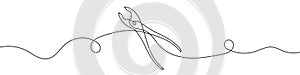 Continuous editable line drawing of pliers. Single line pliers icon.