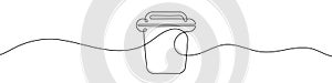 Continuous editable line drawing of trash can. Single line trash can icon.