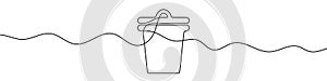 Continuous editable line drawing of trash can. Single line trash can icon.