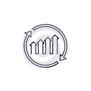 Continuous growth icon, line vector on white