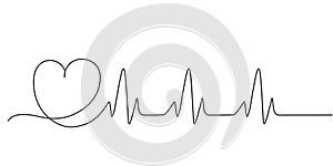 Continuous Heart Vector Illustration, One Line Art Love Symbol photo