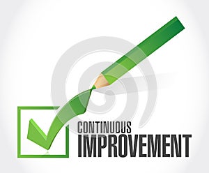 continuous improvement check mark sign concept