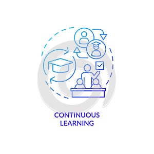 Continuous learning blue gradient concept icon