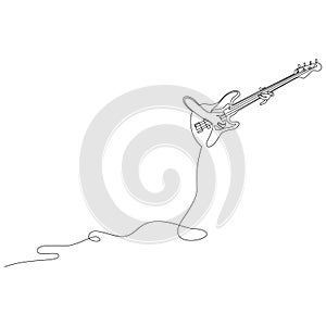 Continuous line abstract drawing of hands playing guitar. Minimalist style vector illustration.