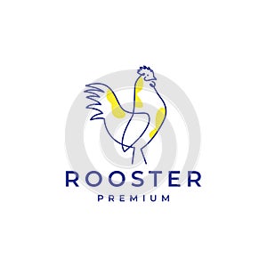 Continuous line abstract rooster logo design