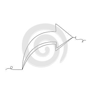 Continuous line art hand drawn arrow isolated vector illustration