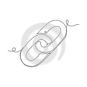 Continuous line art link icon. Hyperlink chain symbol. Vector illustration