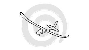 Continuous line art or One Line drawing Air gliding for vector illustration, extreme sports