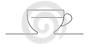 Continuous line art or One Line Drawing of coffee,warm. and Coffees cup shop concept