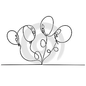 Continuous line balloon with handdrawn doodle style vector