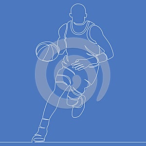 Continuous Line Basketball Player vector concept