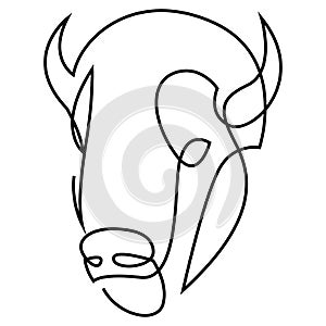 Continuo línea búfalo o toro cabeza. el único línea ilustraciones 