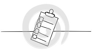 Continuous line Clipboard icon design template handddrawn doodle style