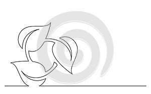 Continuous line concept sketch drawing of renewal green enegry symbol
