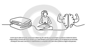 Continuous line design of meditation refresh the brain
