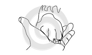 continuous line Dog hands and paws . Friendship. Illustrations, Pictures