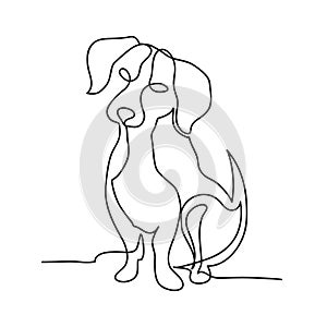 Continuous line dog minimalistic hand drawing vector isolated
