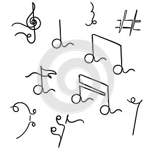Continuous line doodle music note illustration vector