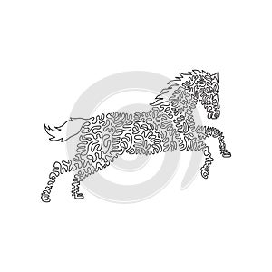 Continuous line draw design vector illustration style of hoofed herbivore horse