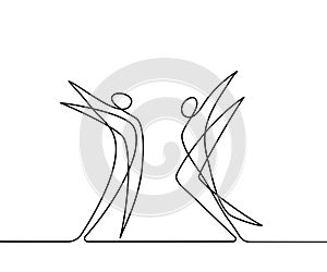 Continuous line drawing of abstract dancers