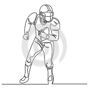 Continuous Line Drawing American Football Player.