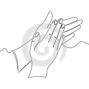 Continuous line drawing of applause palms Vector