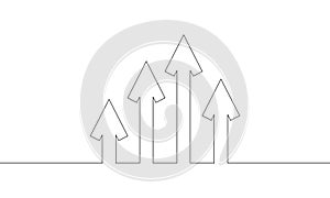 Continuous line drawing of arrow up