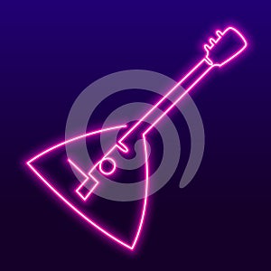 Continuous line drawing of Balalaika icon. Simple element one line vector illustration. Karaoke neon sign, bright