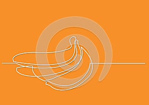 Continuous line drawing of bananas