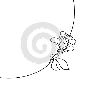 Continuous line drawing of Beautiful rose logo