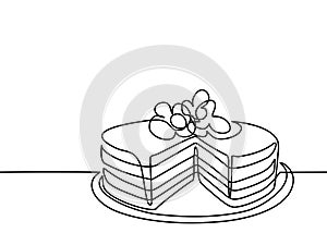 Continuous line drawing of big cake