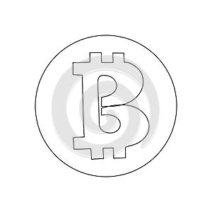 Continuous line drawing of bitcoin digital currency. Vector illustrations.