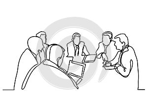 Continuous line drawing of business meeting