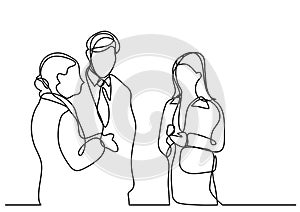 Continuous line drawing of business people talking photo