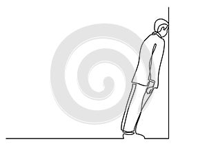 Continuous line drawing of business situation - man stuck in dead end job
