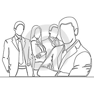 Continuous line drawing business team icon vector illustration concept