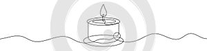 Continuous line drawing of candle. Single line candle icon.