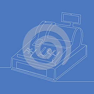 Continuous Line Drawing Cash register concept