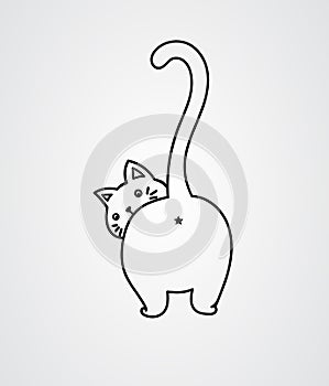 Continuous line drawing of a cat looking backwards