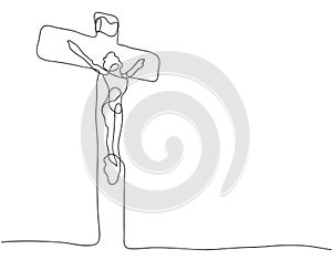 Continuous line drawing of Christian Jesus cross