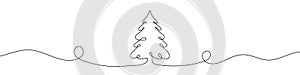 Continuous line drawing of Christmas Tree. Single line Christmas Tree icon.
