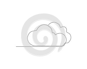 Continuous Line Drawing Of Cloud. One Line Of Cloud In The Air. Cloud Continuous Line Art. Editable Outline