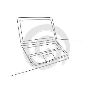 Continuous line drawing of computer. isolated sketch drawing of computer line concept. outline thin stroke vector illustration