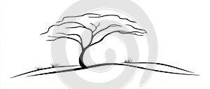 A continuous line drawing of the concept of a big tree in the environment