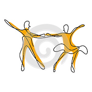 Continuous line drawing of couple dancing abstract design hand drawn minimalism good for poster vector illustration