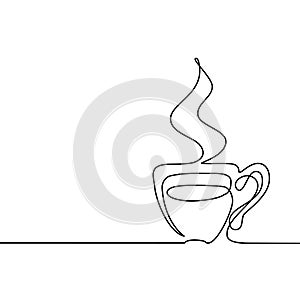 Continuous line drawing of cup of coffee