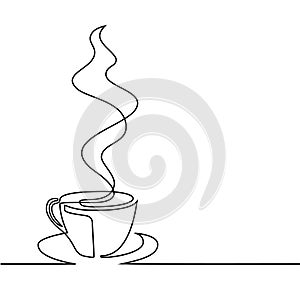 Continuous line drawing of cup of coffee photo