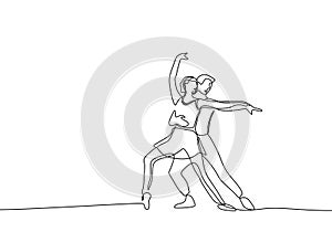 Continuous line drawing dancing couple